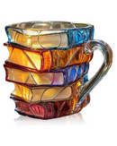 Caneca Livro em Resina 3D Pintada Criativa 300ml para Café e Chá