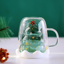 Caneca de Vidro Duplo Criativa de Árvore de Natal 300ml