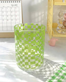 Copo de Vidro Xadrez 300ml Elegância para Suco Café e Drinks