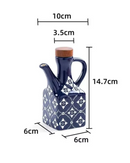 Pote de Óleo de Cerâmica 250 ml com Tampa de Madeira e Alça