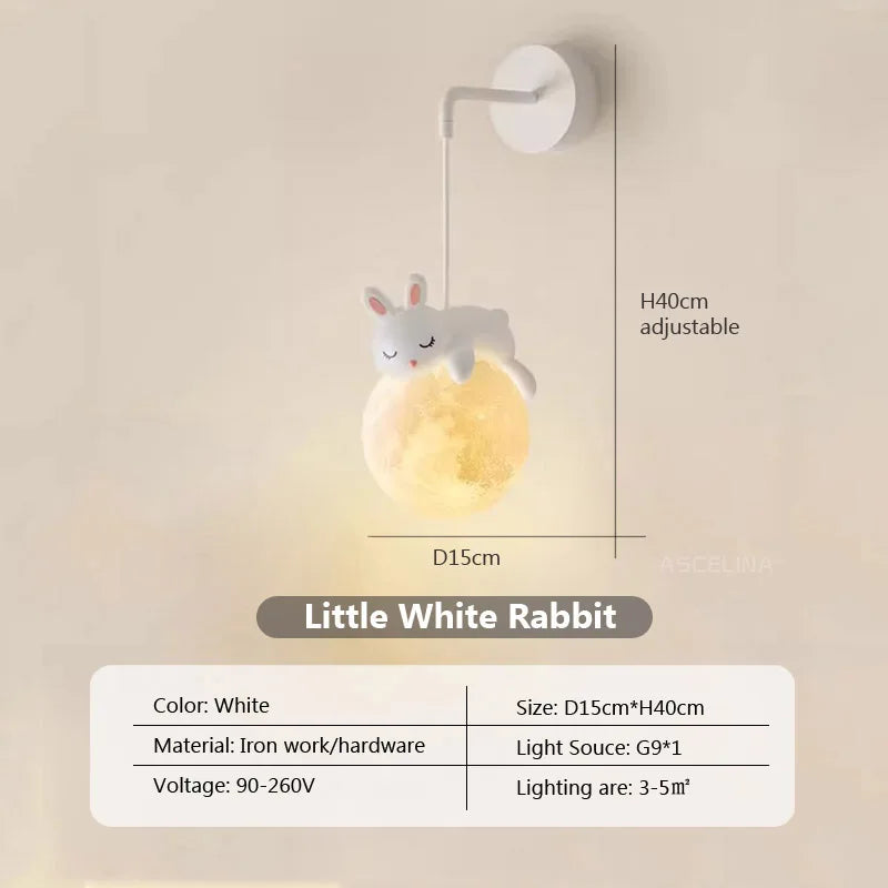 Luminária Infantil Nordic Rabbit & Bear