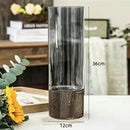 Vaso decorativo hidroponico de vidro e madeira - Wood Design