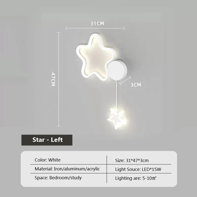 Luminária Infantil de Parede LED Cloud Star Moon