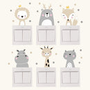 Adesivos decorativos infantis para interruptor e tomadas - Animais Fofinhos - Kit com 6