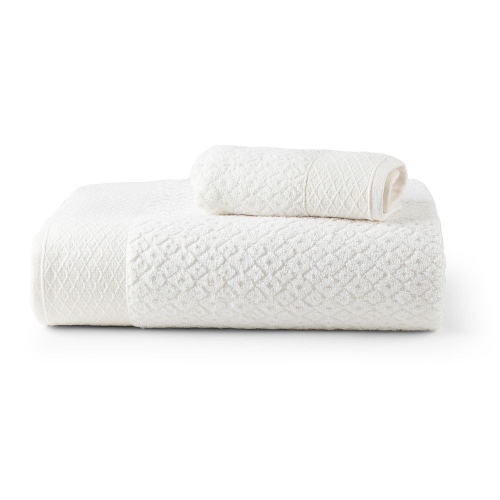 Jogo De Banho 2 Peças 430g/M² Capri Toalhas Banhão 100% Algodão Off White