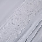 Kit Cama Posta Serena Percal 300 Fios Bordado Inglês Branco/Prata