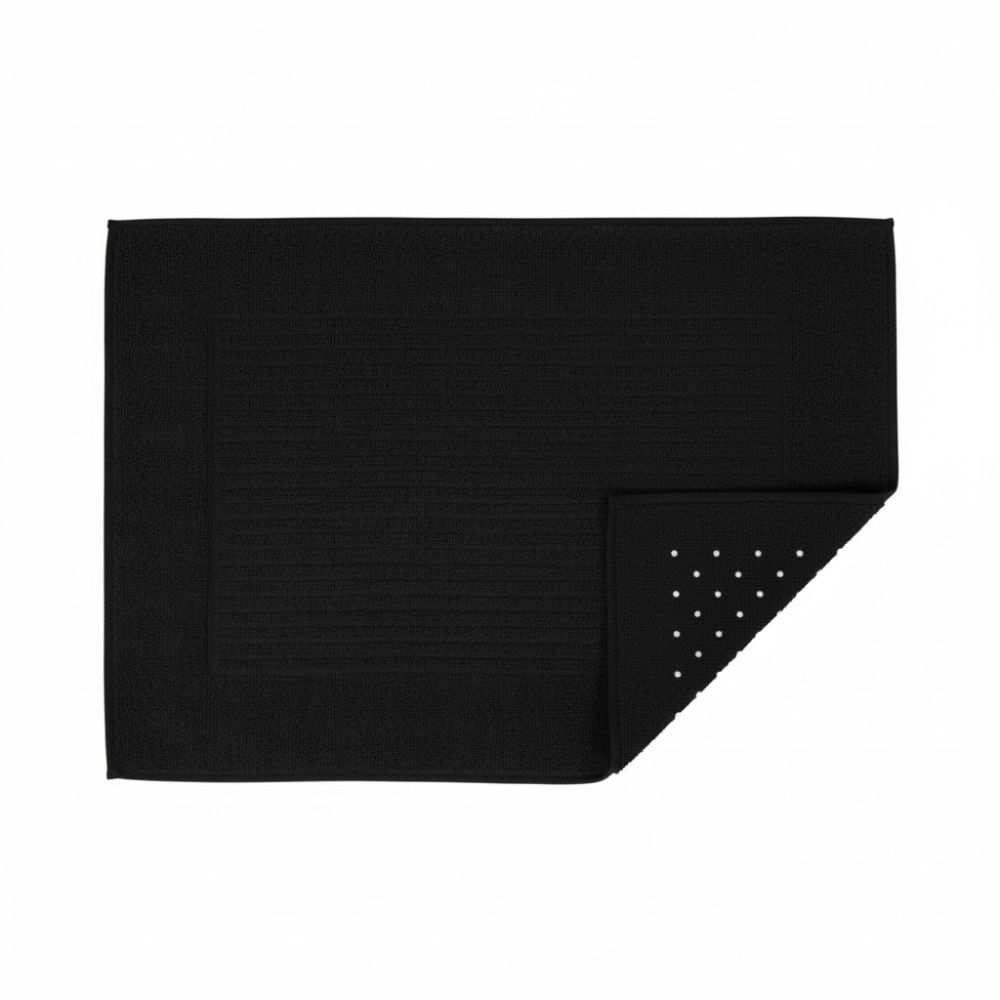 Tapete De Banheiro 50x70cm Algodão 400g/m² Piso Antiderrapante Basic Preto